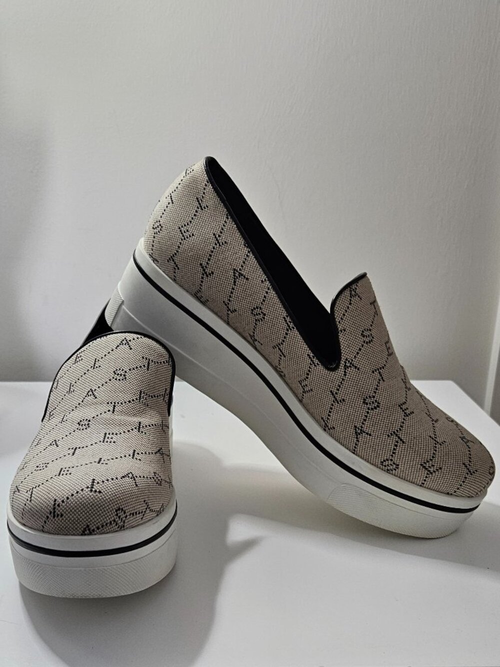 Stella McCartney Linen and Leather platform loafer
